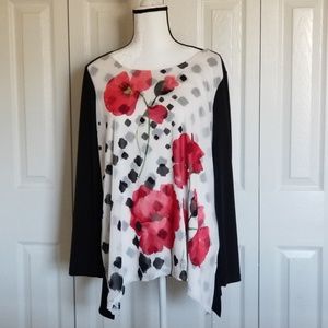 Travellers By Chico's Floral Blouse Top Size 2